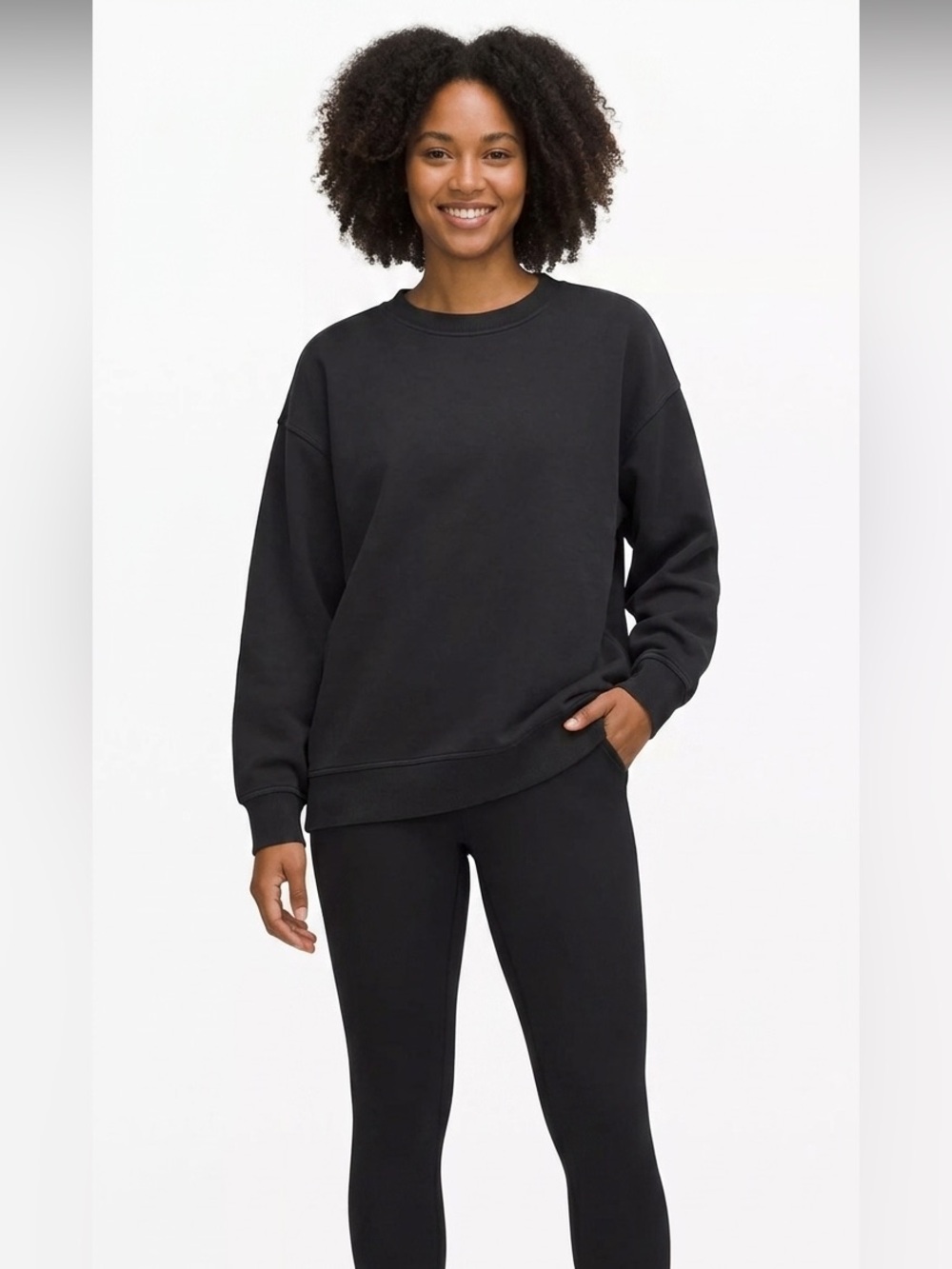 Lululemon Perfectly Oversized Crewneck Sweatshirt Black (2nd release) Size 8